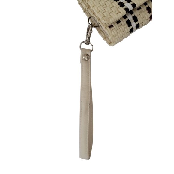 Madeleine Vieira Beige Woven Plastic Tri Fold Women's Wristlet Clutch Wallet - Picture 6 of 8